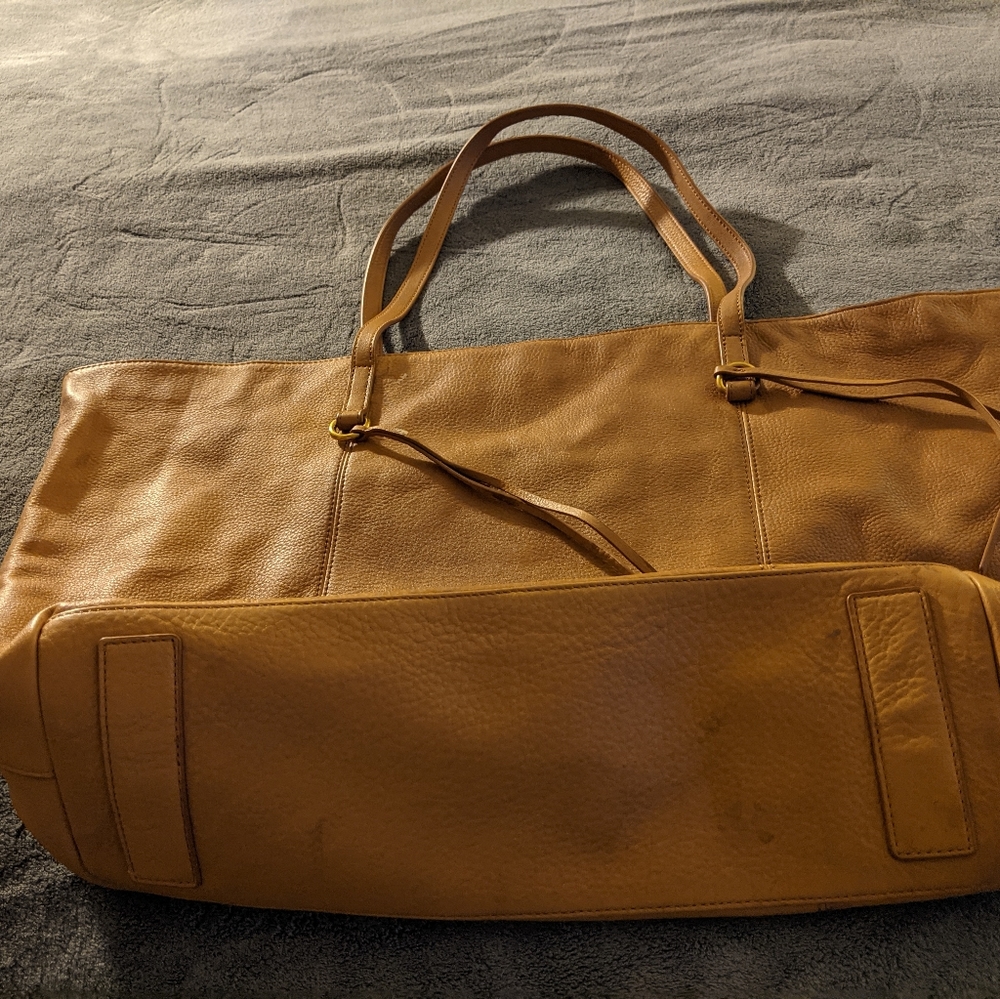 Large genuine leather shopper bag